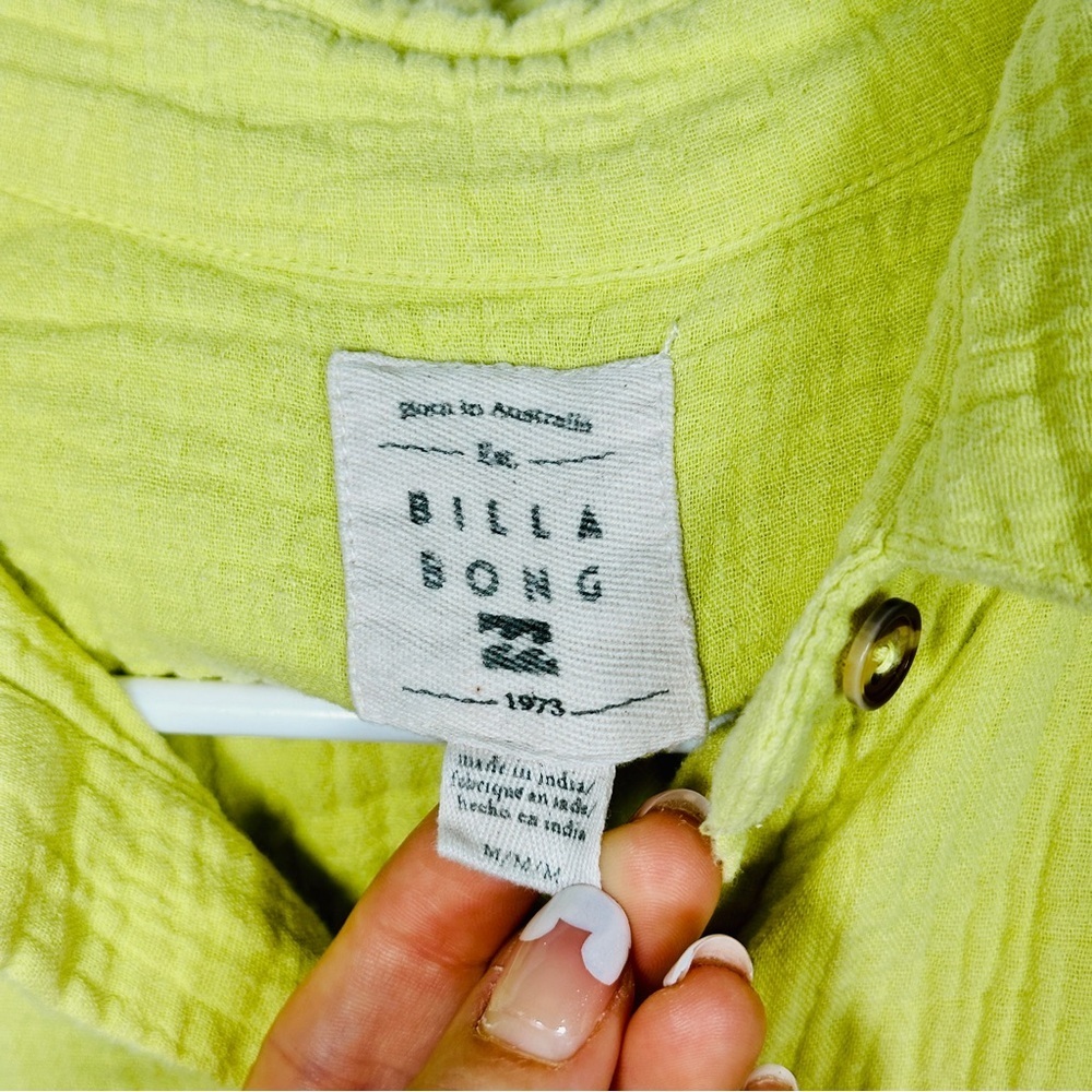 Billabong Right On Cotton Gauze Button Up Shirt Oversized Beachcore Yellow M - Picture 3 of 7